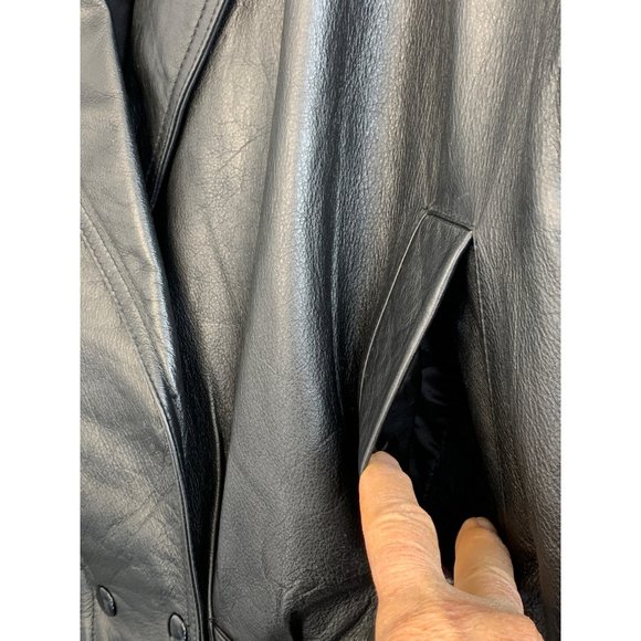 80s VTG Suzies Black Moto Leather Jacket Large Dolman Snap Crop Insulated 6729 - Picture 9 of 16